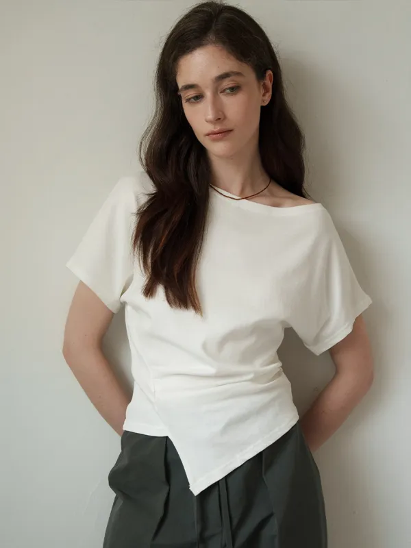 One Shoulder Draped Top_2colors