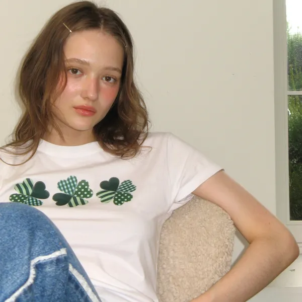 3 CLOVER CROP T SHIRT WHITE
