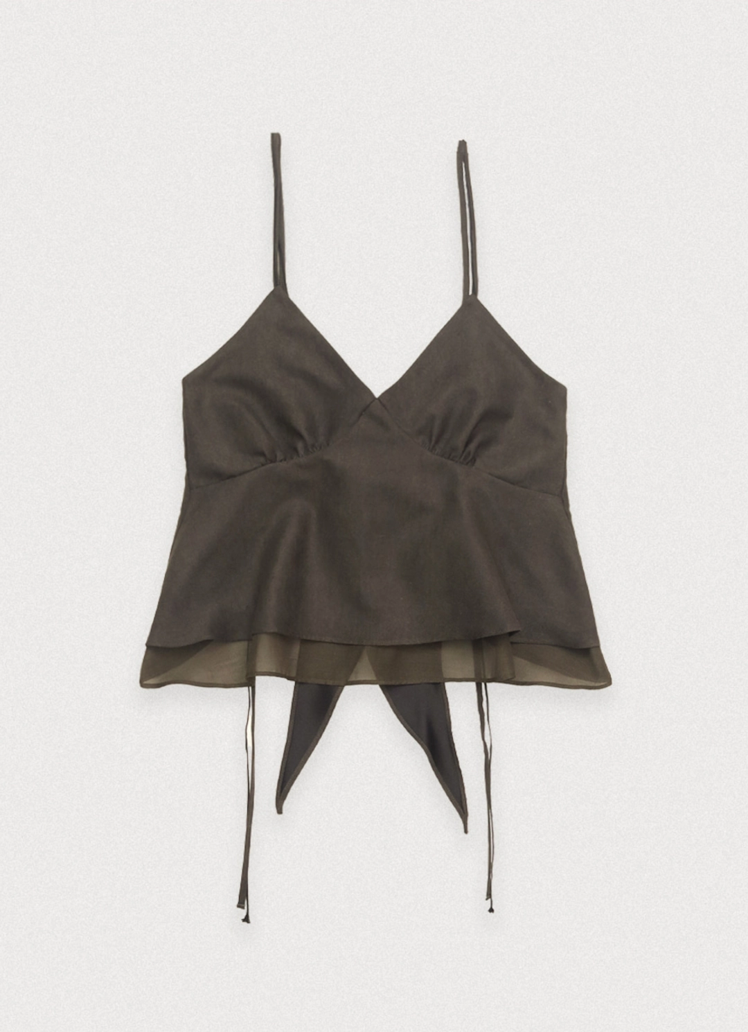 포에토 Tie suede cami blouse - deep brown 상품 이미지 3