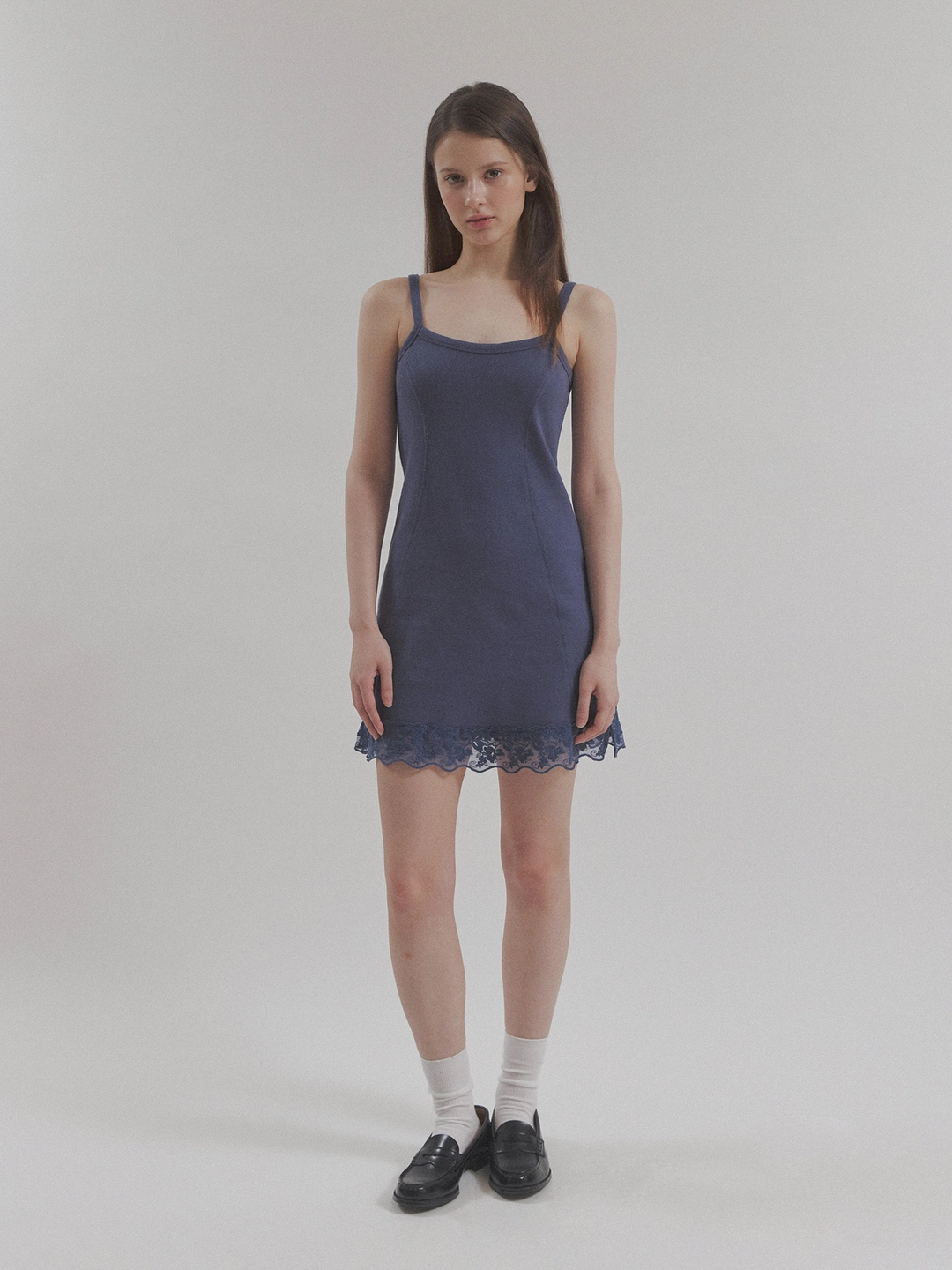 헤더먼트 fuzzy lace onepiece (blue grey) 상품 이미지 1