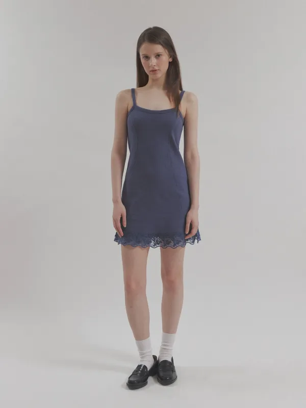 fuzzy lace onepiece (blue grey)
