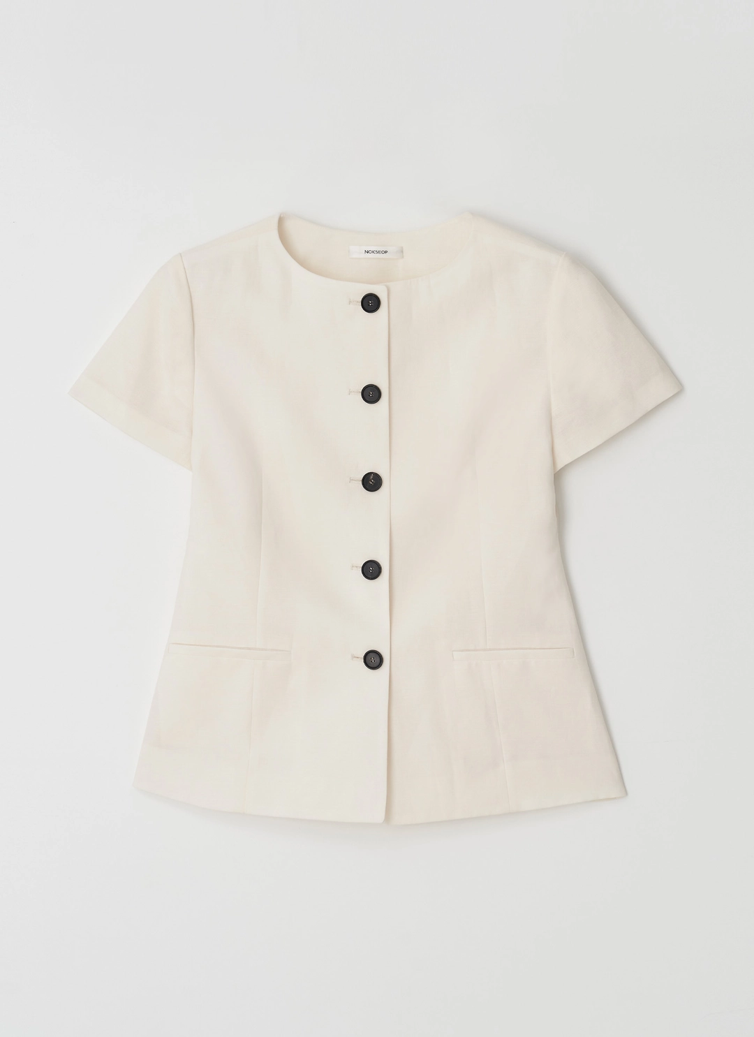 녹섭 [9차 리오더] Linen boat-neck jacket_cream (M / L size : 6/17 이내 출고) 상품 이미지 1