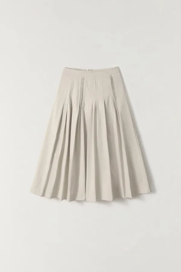 핀턱 플리츠 스커트 LIGHT BEIGE