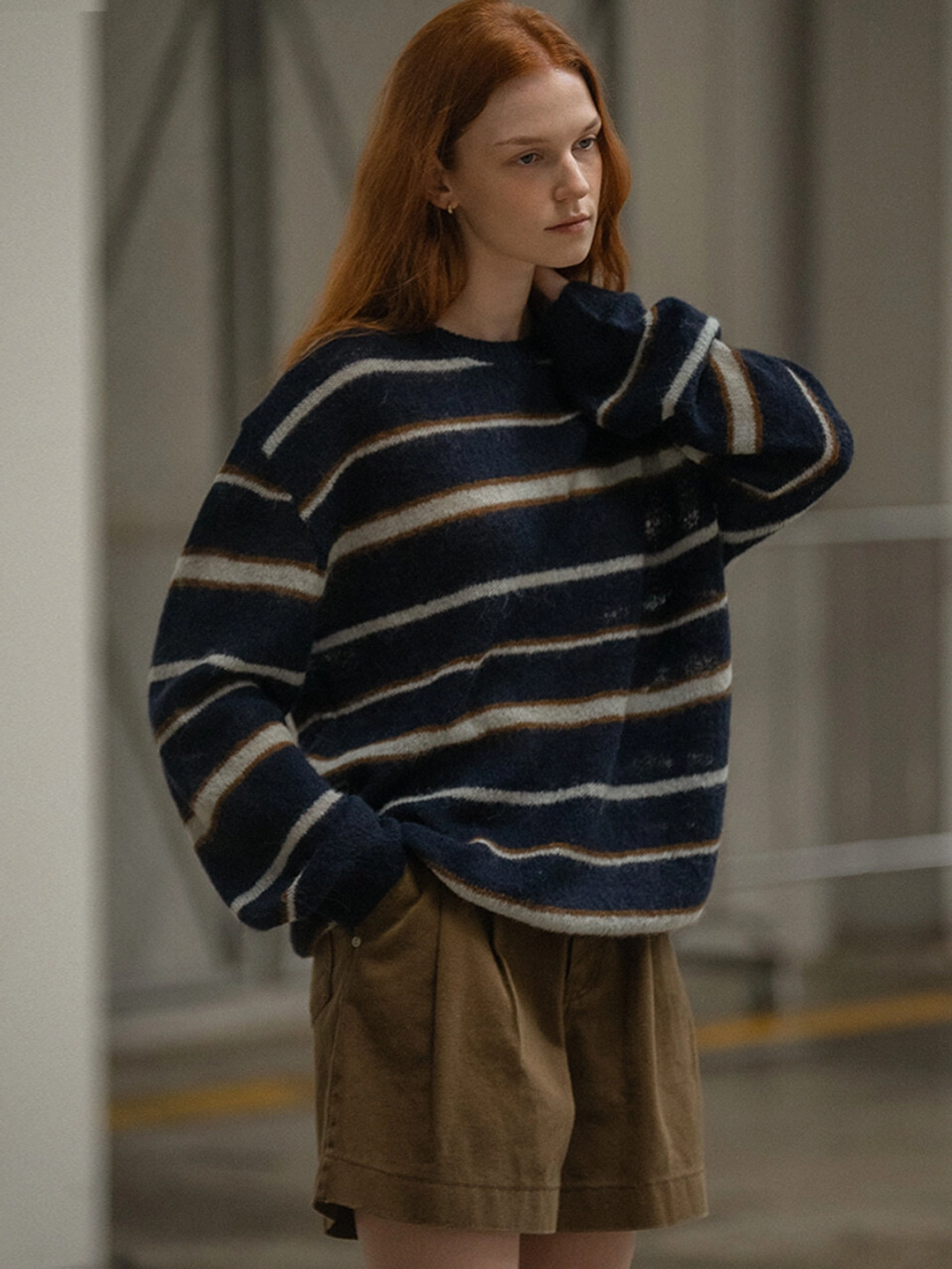 노운베러 Hairy stripe loose-fit knit [KNFW03SW07]_[2color] 상품 이미지 2