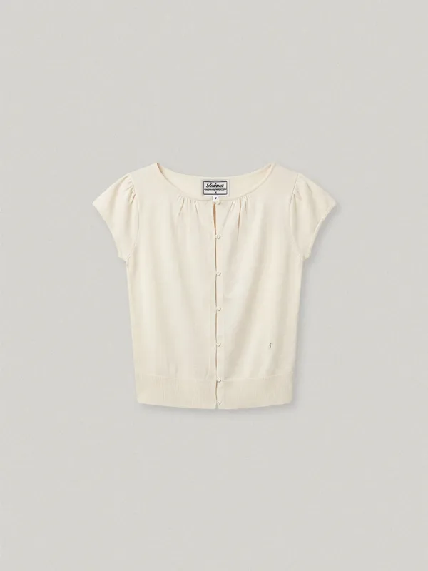 NUAGE CAP SLEEVE CARDIGAN - SILVER CREAM누아주 캡 슬리브 가디건