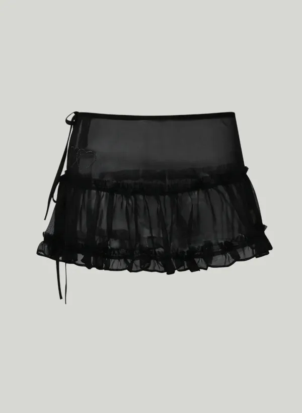 Glow Sheer Layering Skirt (Black)