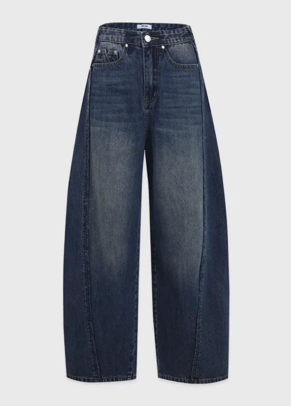  [25-36]  Blake Fringe Line Wide Denim Pants  블레이크 프린지 라인 와이드 데님 팬츠 (겨울-데님팬츠-빈티지룩-캐주얼룩-데일리룩-러블리-데님-와이드팬츠-빅사이즈-자체제작) 