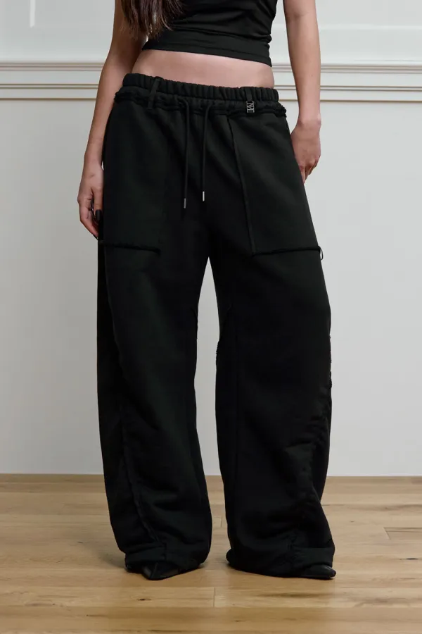Cut-Out Set-up Sweat Pants [ Black ]