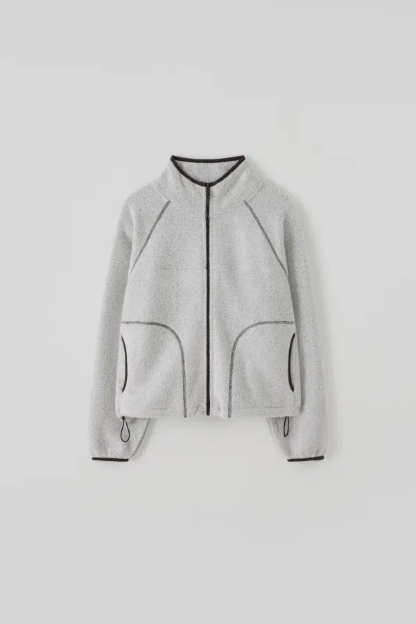 T/T Piping fleece zip-up (melange white)