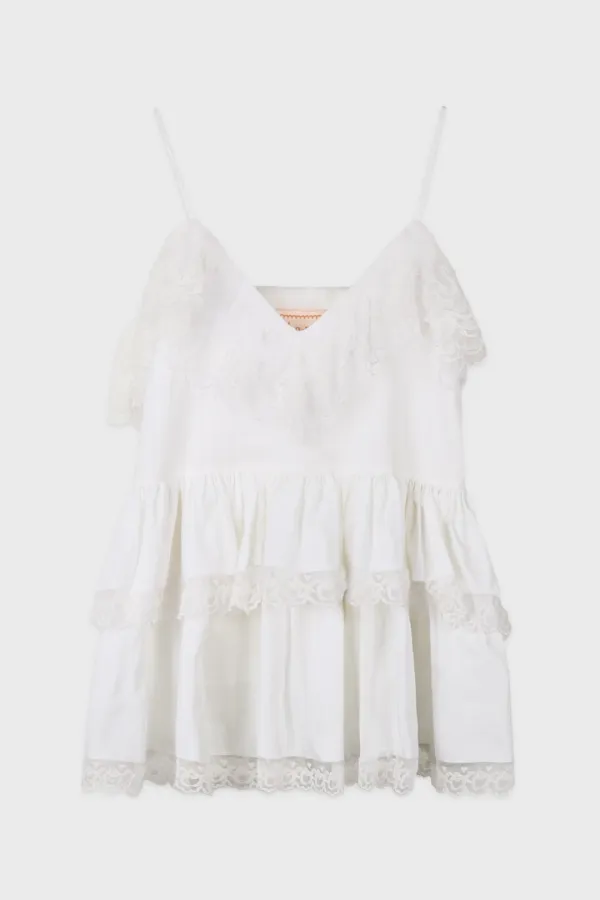 SN V-Neck Lace Sleeveless (Cream)