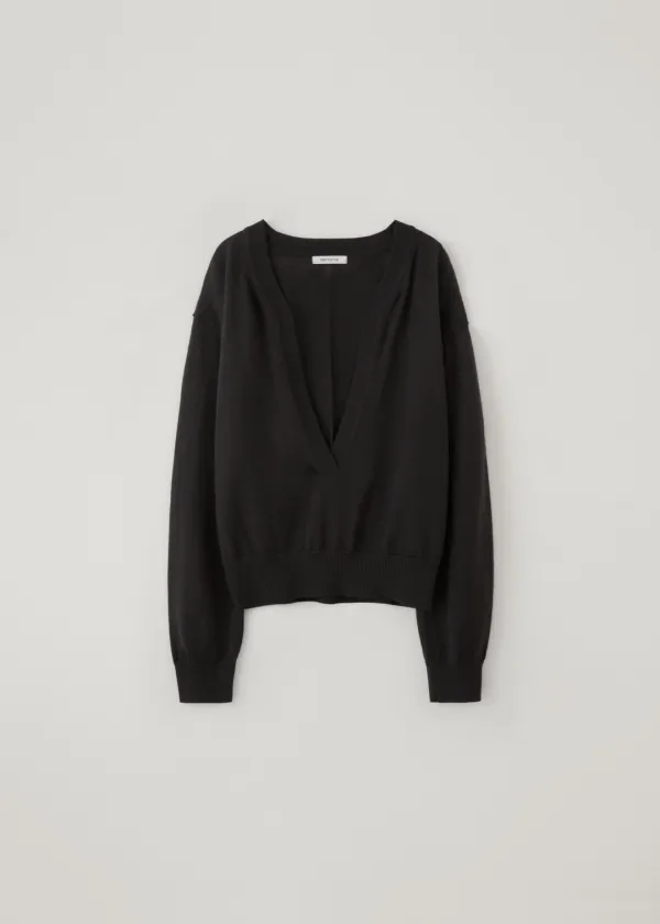 [3rd-reorder] Bush deep V-neck knit (black)