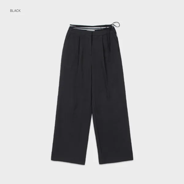 (PT-5642)WAIST DOUBLE STRAP TUCK PANTS