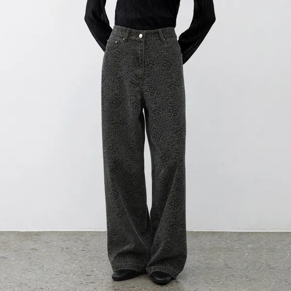 (Z-PT-5701)LEOPARD WIDE LEG PANTS