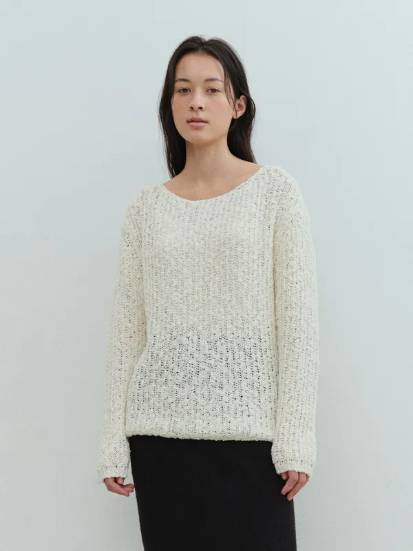TVS LOOSE FIT BOUCLE KNIT TOP_IVORY