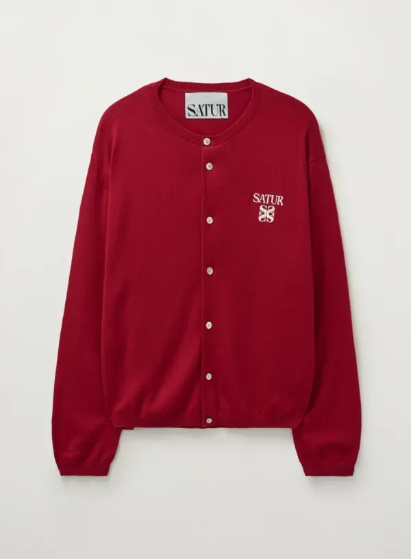 [RIIZE\'s Pick] Loren Basic Crewneck Fine Cardigan - Red