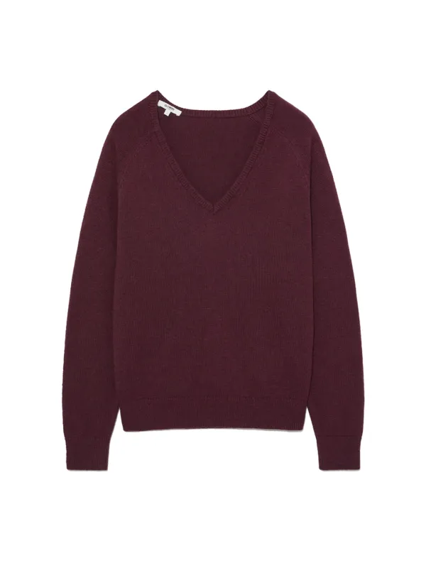G LOOSE DEEP V-NECK KNIT (WINE)