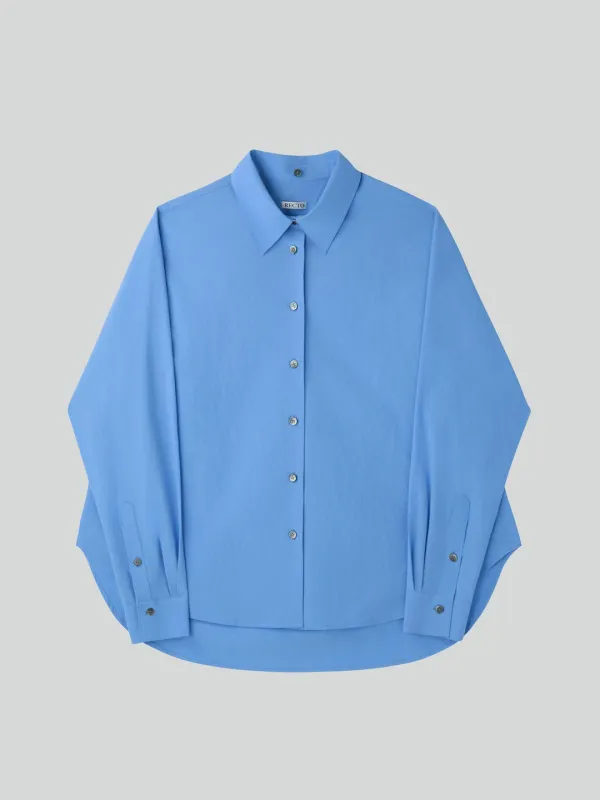DETACHABLE SCARF COTTON SHIRT (BABY BLUE)