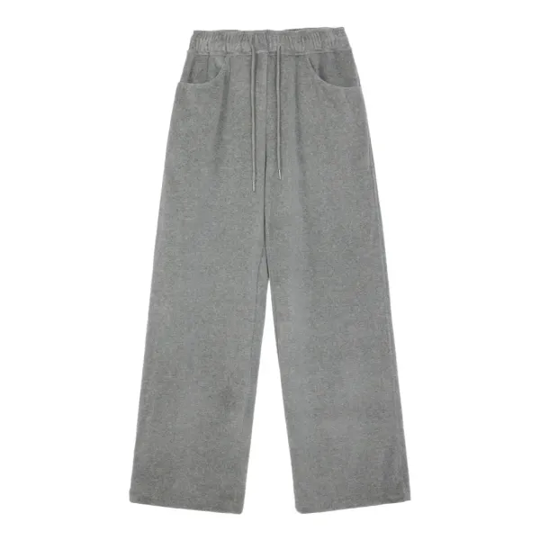 VELVET JOGGER PANTS - LIGHT GREY