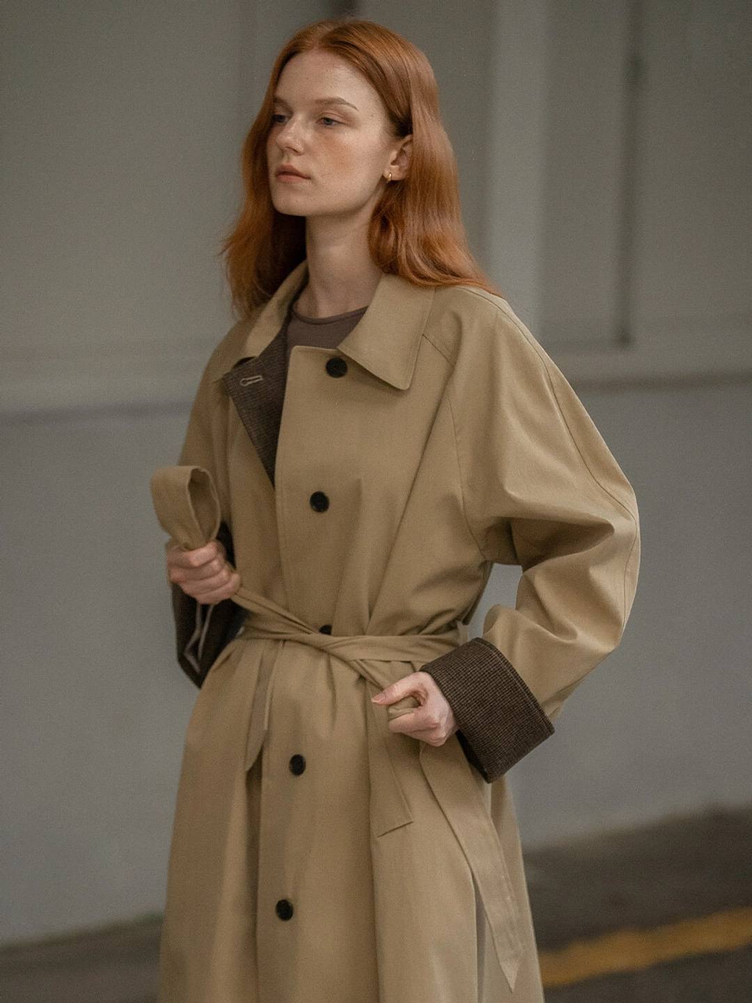 노운베러 Check-pointed trench coat [KNFW03CT01]_Beige 상품 이미지 2