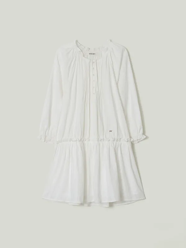 Pintuck Volume Dress White