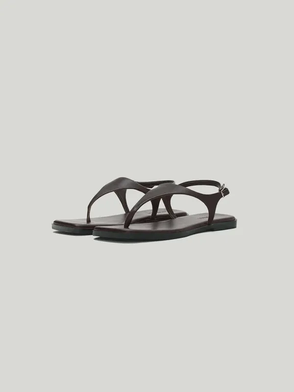 Strap leather sandals Brown