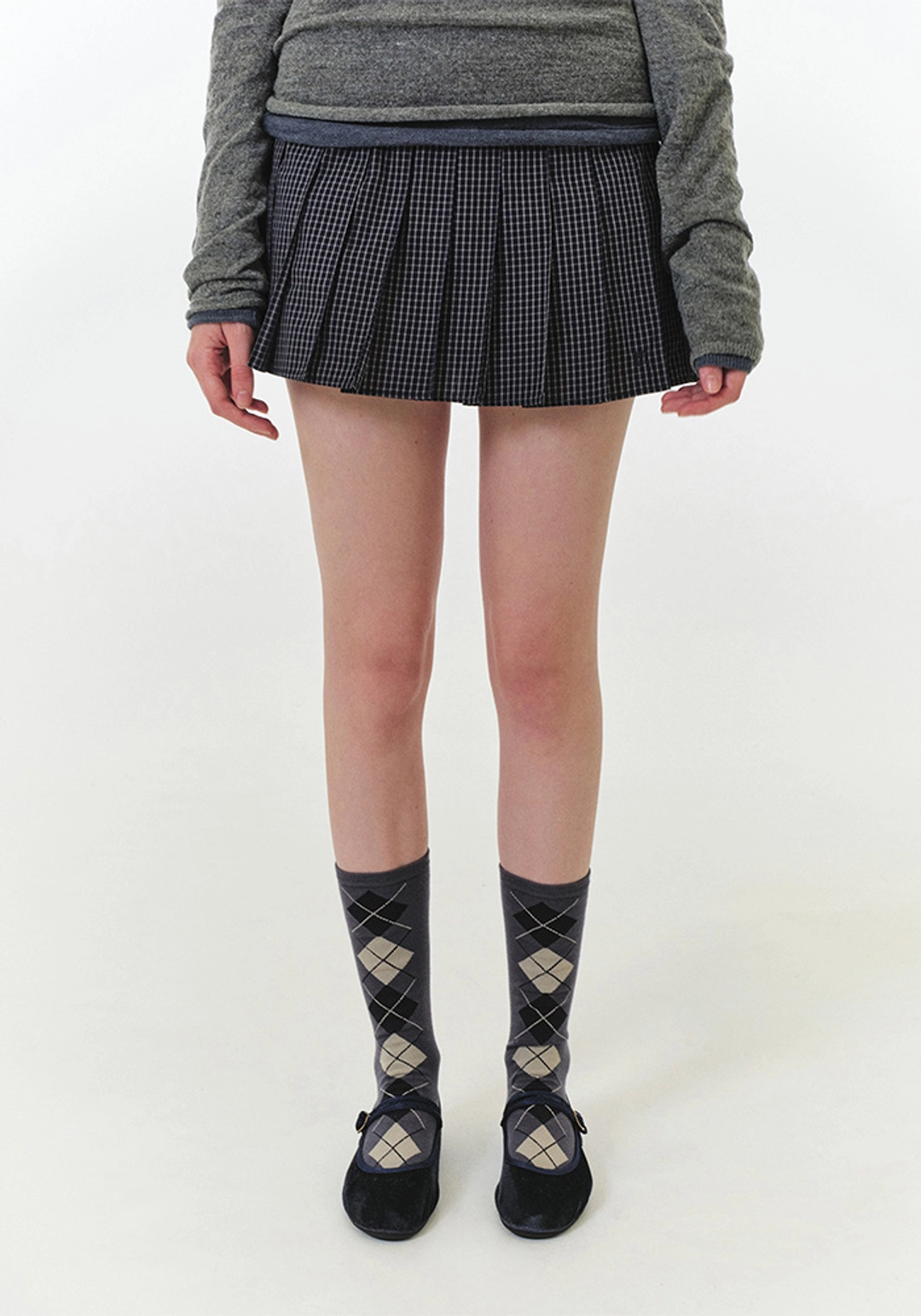 그로브 SELENA CHECK PLEATS SKIRT 상품 이미지 2