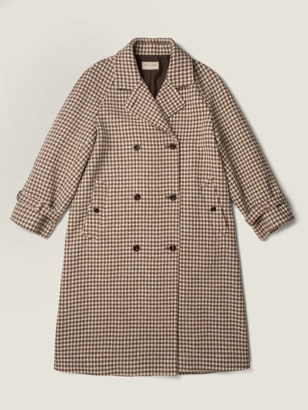 SHELBY COAT [ Brown Houndstooth Check Tweed ]
