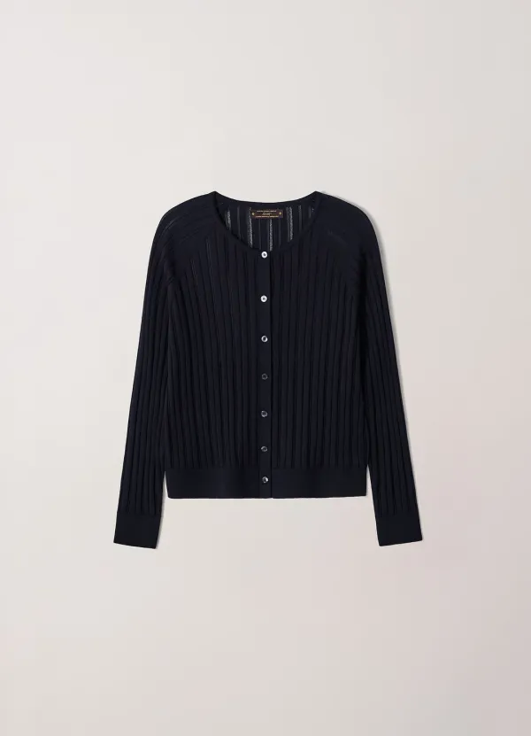 Fine Soft Knit Cardigan (Navy)