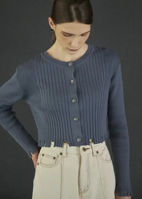 VINTAGE RIBBED CARDIGAN_NAVY