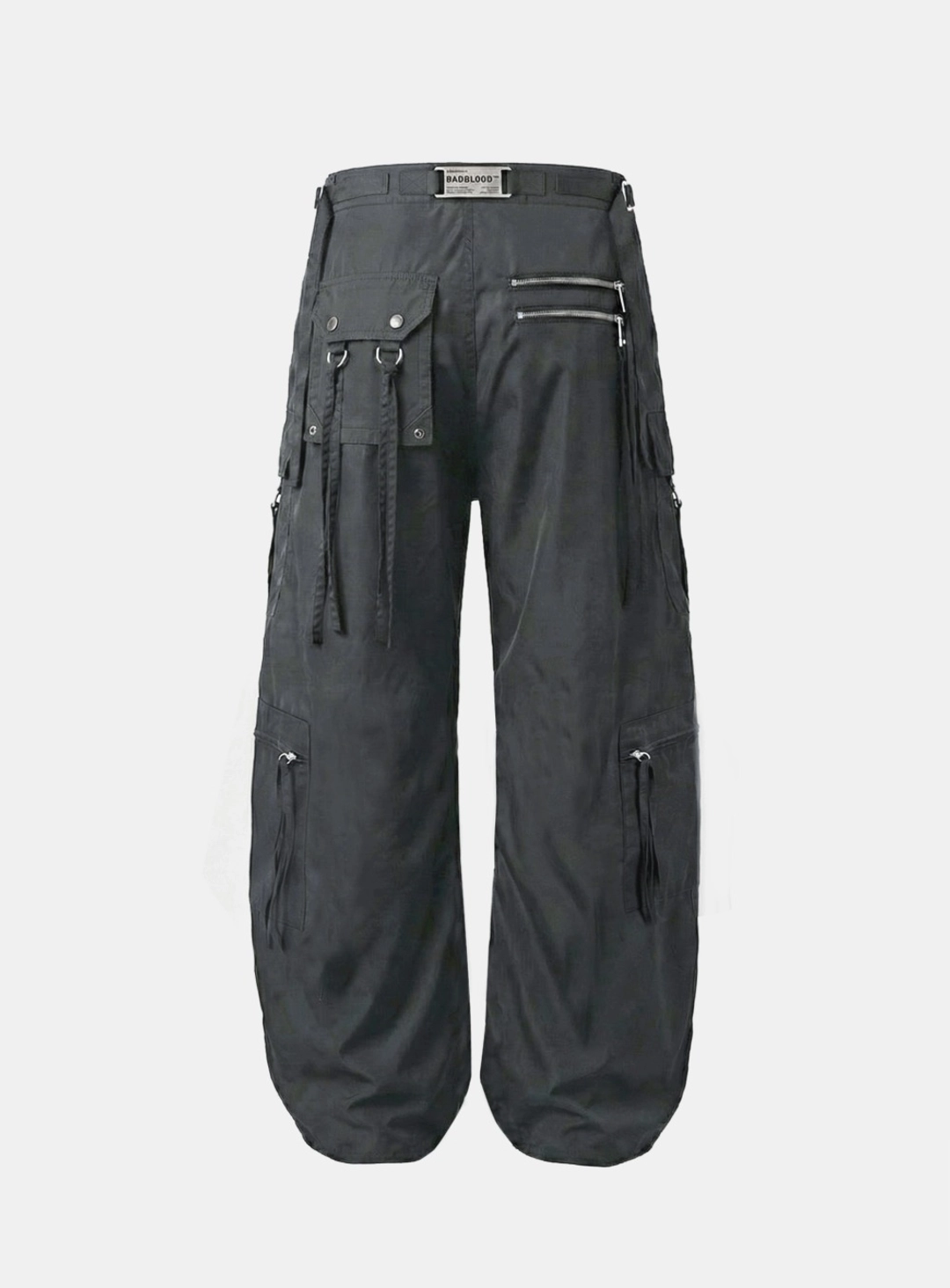 배드블러드 [w-pts26-064] Strap Semi-Curved Fit Cargo Pants - Charcoal 상품 이미지 2