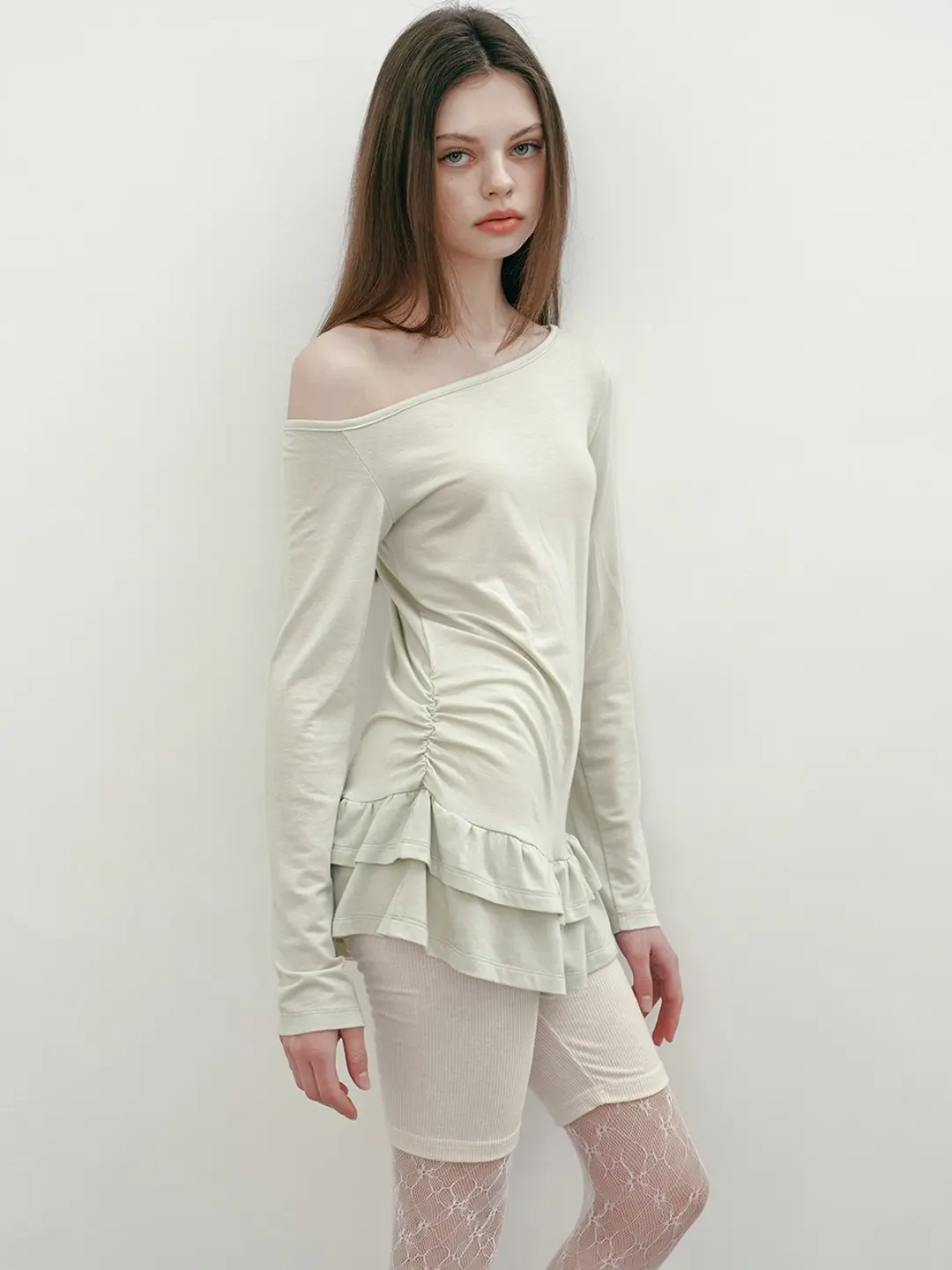 마가린핑거스 ONE SHOULDER FRILL T (MINT) 상품 이미지 2