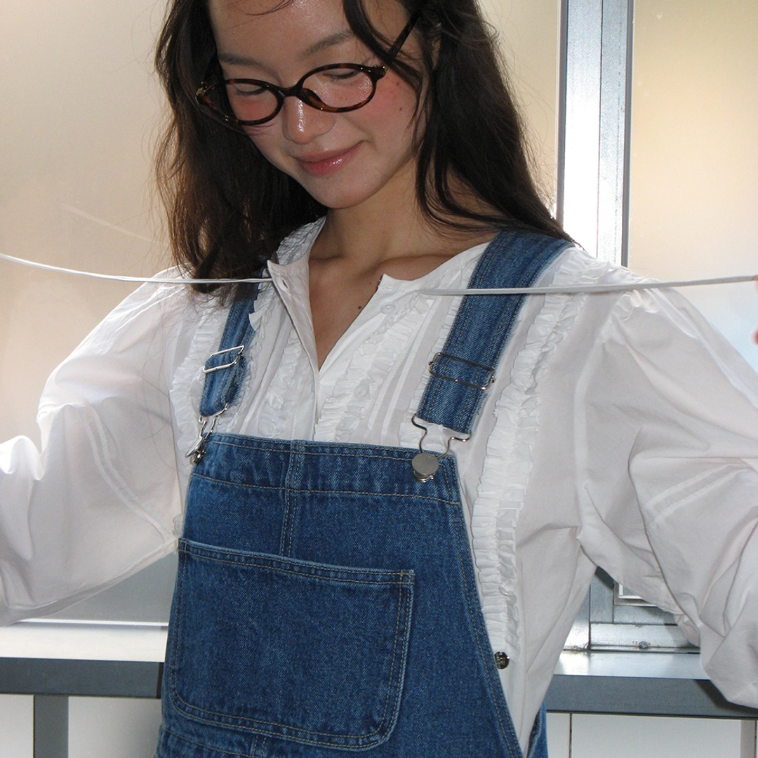론론 FRILLY RUFFLE RIBBON TIE VINTAGE BLOUSE WHITE 상품 이미지 2