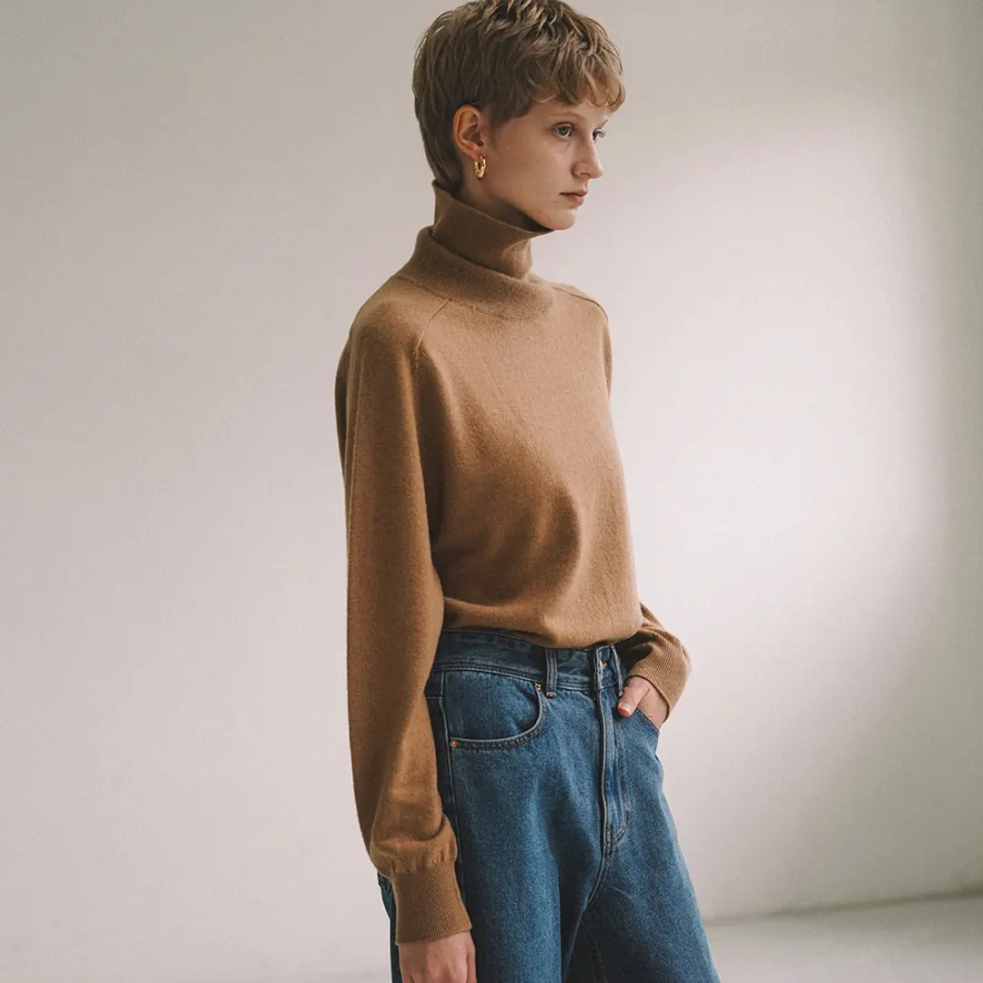 시야쥬 SIKN2129 캐시미어 블렌드 터틀넥 니트_Camel brown 상품 이미지 2