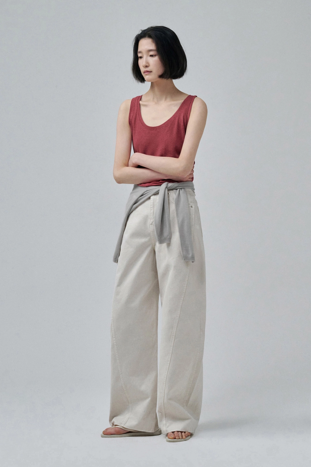 세이지먼트 ODY CURVED DENIM PANTS_LIGHT BEIGE 상품 이미지 2