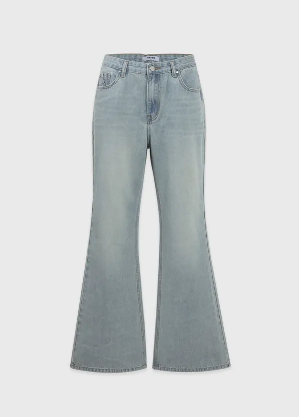 [25-36]  Vedict Wide Flare Denim Pants  베딕트 와이드 플레어 데님 팬츠 (가을-봄-데일리룩-데이트룩-출근룩-오피스룩-하객룩-캐주얼-베이직-데님팬츠-부츠컷-워싱-빈티지-와이드-롱팬츠-자체제작)