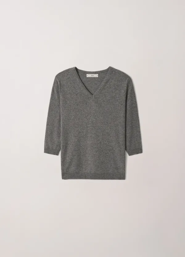 Soft Regular V-neck Knit (Melange Gray)