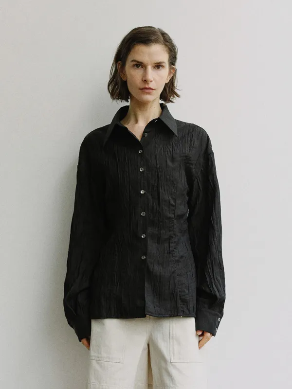 TIS CREPE LINE BLOUSE_BLACK