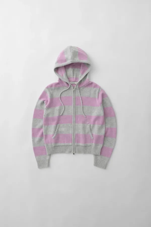 2nd) a stripe hoodie knit (pink)