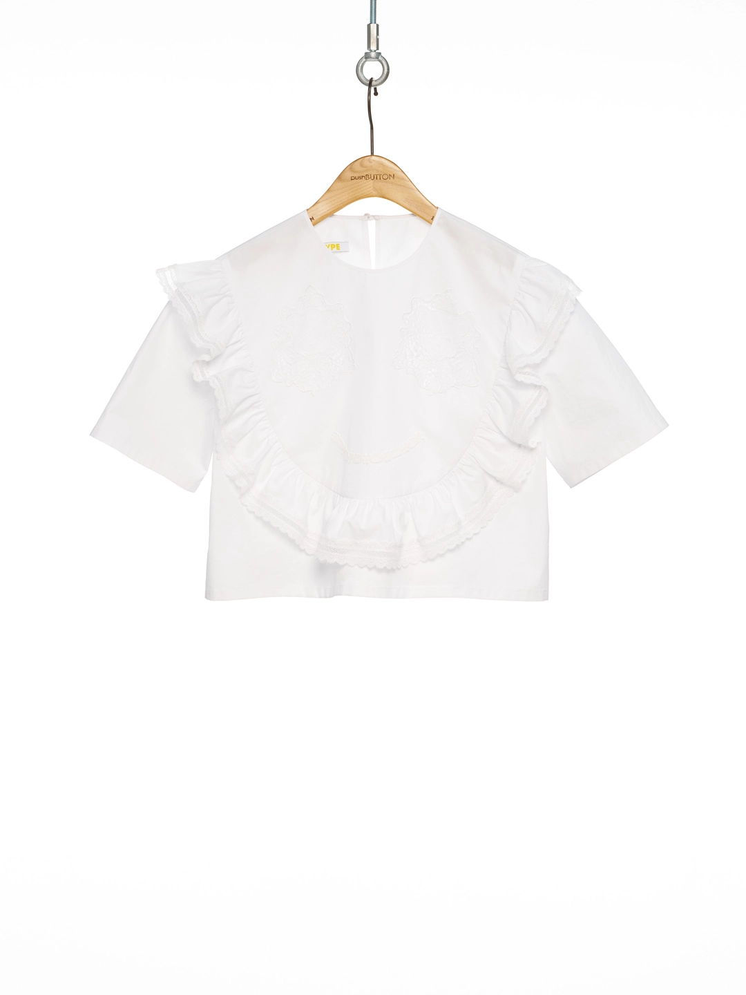 푸쉬버튼 PF25 WHITE PUSH KULL SMILE BLOUSE 상품 이미지 1