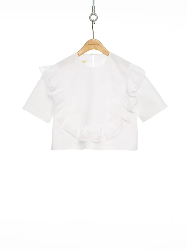PF25 WHITE PUSH KULL SMILE BLOUSE