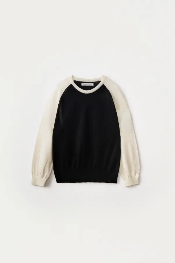 4TH / Mone raglan knit (Ivory black)