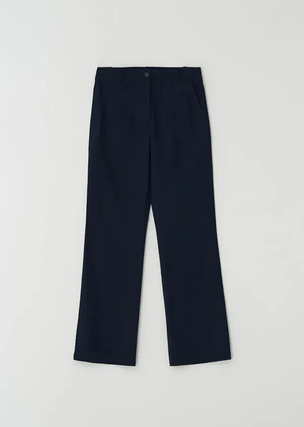 button classic cotton pants-navy