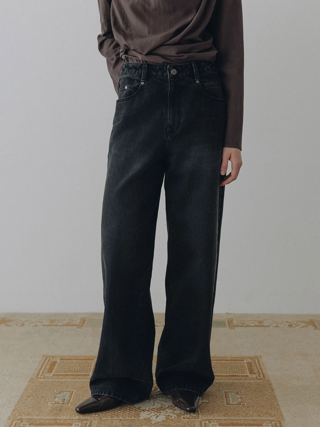 루에브르 Straight Black Denim Jeans SJ6AL897-10 상품 이미지 1