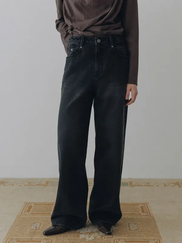 Straight Black Denim Jeans SJ6AL897-10