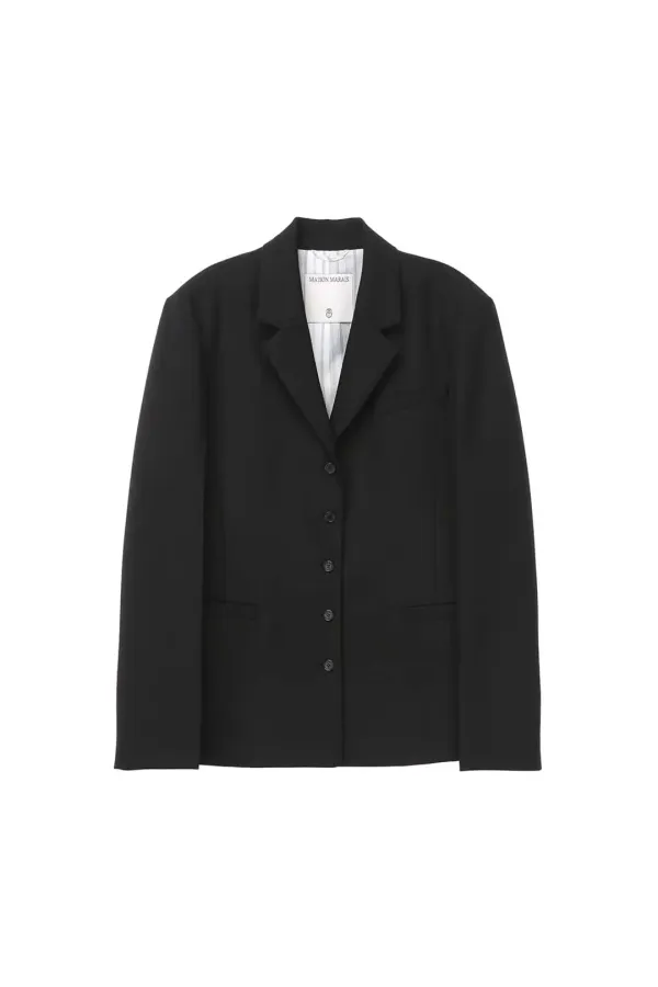 Square Fit Single Jacket In Double Face, Black