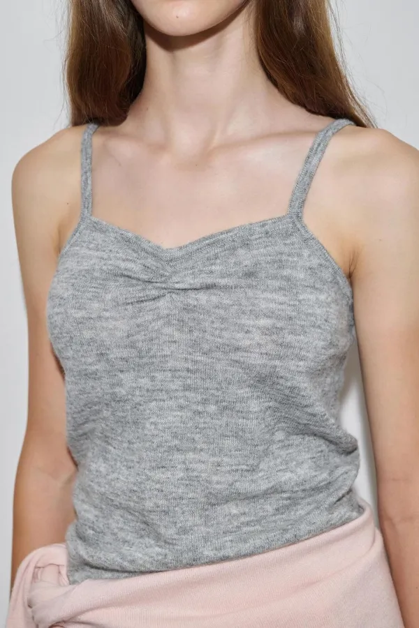 Shirring Knit Sleeveless (Melange Grey)