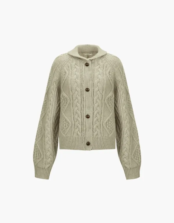 fisherman cable cardigan - light khaki
