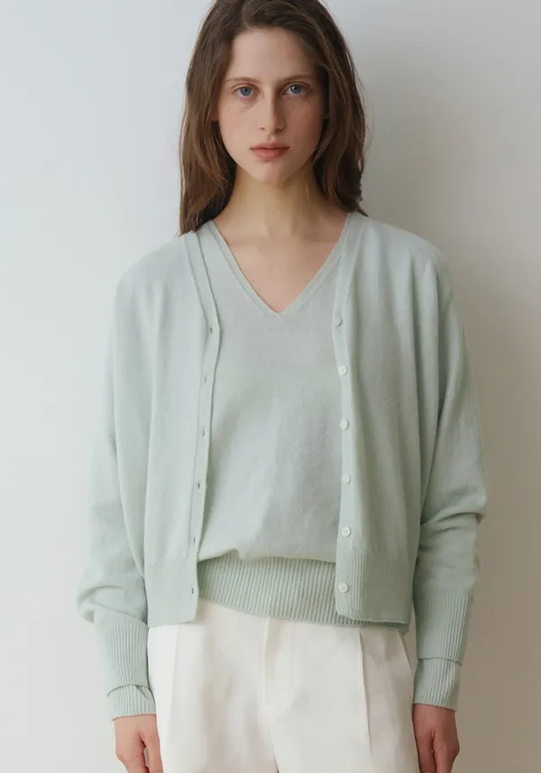 CASH MERINO V-NECK CARDIGAN_MINT_OF1C2XCD01MNT