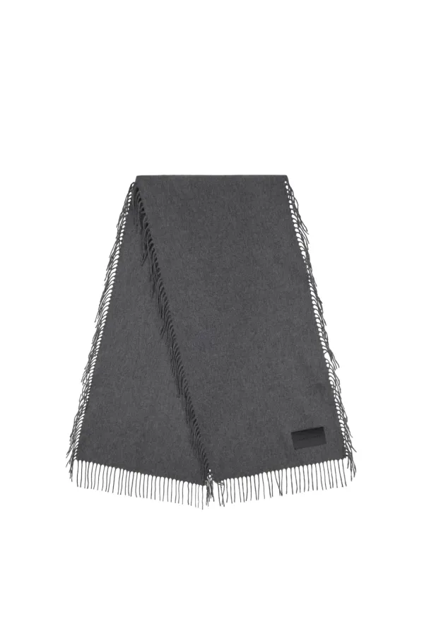 Fringed Cashmere Muffler [ Gray ]