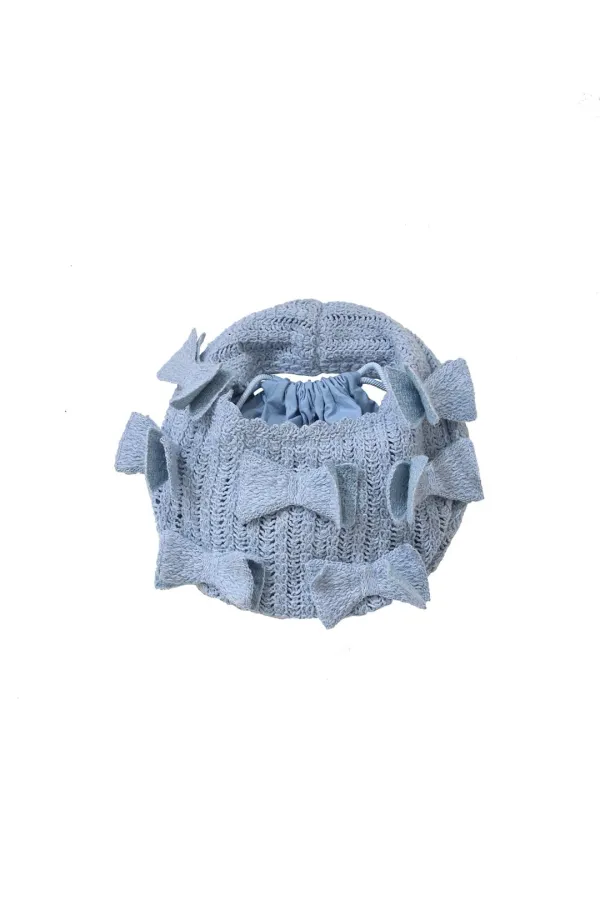 RIBBON KNIT TOTE BAG SKY